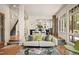 Open-concept living room with floor-to-ceiling windows and modern furniture at 4416 Arrowhead Trl, Hillsborough, NC 27278