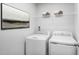 Bright laundry room with washer, dryer, and shelving at 290 Gianna Dr, Lillington, NC 27546