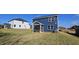 Rear view of home, navy and white siding, grass at 19 Longdale Dr, Graham, NC 27253