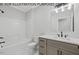 Bathroom with a single vanity, toilet and shower/tub combo at 102 Mayan Dr, Louisburg, NC 27549