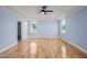 Spacious main bedroom with hardwood floors and ensuite bathroom access at 2804 Jack Mitchell Rd, Zebulon, NC 27597