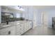 Bathroom with double vanity, granite countertops, and walk-in shower at 2804 Jack Mitchell Rd, Zebulon, NC 27597