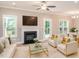 Living room with fireplace, hardwood floors, and stylish furniture at 2074 Burch Bridge Rd, Burlington, NC 27217