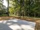 Large backyard with a concrete slab and lush trees at 2074 Burch Bridge Rd, Burlington, NC 27217