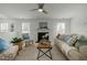 Cozy living room features a fireplace and comfortable seating at 111 Big Leaf Way, Durham, NC 27704