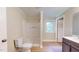Clean bathroom with shower, toilet and vanity at 5141 Nc 56, Franklinton, NC 27525