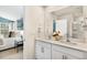Bright bathroom with double vanity and shower at 6421 Alfalfa Ln, Wake Forest, NC 27587
