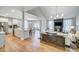 Open concept kitchen with island, stainless steel appliances, and hardwood floors at 170 Aberdeen, Rocky Mount, NC 27804