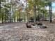 Large backyard with fire pit, seating area, and wooded area at 255 Roberts Ave, Henderson, NC 27537