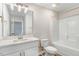 Bathroom with white vanity, bathtub and shower at 9744 Bear Run Ln, Middlesex, NC 27557