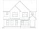 Two story house elevation drawing, showing windows and door placement at 201 Big Bradley Dr, Wendell, NC 27591