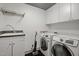 Modern laundry room with white cabinets and Samsung washer/dryer at 1201 Bancroft St, Raleigh, NC 27612