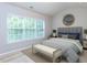 Bright bedroom with large windows and neutral decor, ready for your personal touch at 202 Linden Park Ln, Cary, NC 27519