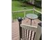 Deck with glass-top table and wooden railings at 95 Crownside Dr, Four Oaks, NC 27524