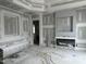 Living room under construction with fireplace and built-ins at 22005 Turner, Chapel Hill, NC 27517