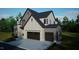 Two-story house with gray and brick exterior, two-car garage, and landscaping at 9417 Rawson Ave, Raleigh, NC 27613