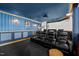 Home theater with black leather recliners and projector at 4600 Scottland Dr, Mebane, NC 27302