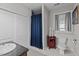 Basement bathroom with toilet, sink, shower, and plenty of storage at 4600 Scottland Dr, Mebane, NC 27302