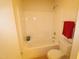 Simple bathroom with shower/tub combo and toilet at 11370 Clubhaven Pl # 103, Raleigh, NC 27617
