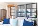 Modern bedroom with city skyline art and room divider at 515 N Mangum St # 51, Durham, NC 27701