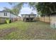 Back exterior view showing a house with a deck and fenced yard at 204 W Hill St, Benson, NC 27504