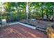 Raised garden beds on a brick patio in a wooded backyard at 532 Lena Cir, Chapel Hill, NC 27516