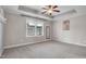Bright bedroom with ceiling fan and window at 532 Lena Cir, Chapel Hill, NC 27516