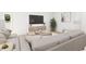 Living room with sectional sofa, coffee table and a large TV at 2412 Adrift Road, Fuquay Varina, NC 27526