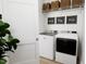 Convenient laundry room with washer, dryer, and shelving at 2412 Adrift Road, Fuquay Varina, NC 27526