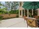 Concrete patio with seating area, umbrella, and access to the house at 1217 Mauldin Cir, Wake Forest, NC 27587