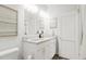 Bright bathroom featuring double vanity and a sleek design at 2413 Adrift Rd, Fuquay Varina, NC 27526