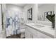 Clean bathroom with shower/tub combo and modern vanity at 2415 Adrift Rd, Fuquay Varina, NC 27526