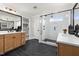 Modern bathroom with double vanity and large shower at 116 E Star Foal Ln, Wendell, NC 27591