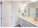 Bright bathroom with double vanity and large mirror at 412 Cresting Wave Dr, Wake Forest, NC 27587