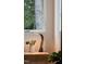 Modern nightstand with a desk lamp and small plant at 1511 Malta Ave, Raleigh, NC 27610