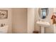 Small powder room with pedestal sink and toilet at 167 Pretty Run Branch Ln, Wendell, NC 27591