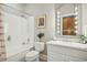 Simple bathroom with shower, toilet and vanity at 675 Whitehurst, Pittsboro, NC 27312