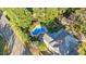Aerial view of the house, highlighting the pool and backyard at 26 Oak St, Roxboro, NC 27573