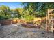Landscaped backyard with garden beds and wooden fence at 26 Oak St, Roxboro, NC 27573