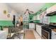 Eat in kitchen with white cabinets and gas range at 415 N Hyde Park Ave, Durham, NC 27703