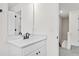 Bathroom vanity with white countertop and black fixtures at 420 Oak Park Blvd, Youngsville, NC 27596