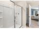 Shower with glass enclosure and built-in shelving at 203 Calebs Corner Pl, Spring Lake, NC 28390