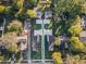 Aerial view of a row of modern houses with shared driveways at 112 N Guthrie Ave # A, Durham, NC 27703