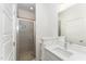 Clean bathroom with single vanity and walk-in shower at 112 N Guthrie Ave # C, Durham, NC 27703