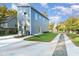 Contemporary home exterior with yellow door and green lawn at 112 N Guthrie Ave, Durham, NC 27703