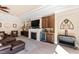 Comfortable recreation room with fireplace and wet bar at 2117 Blue Haven Ct, Wake Forest, NC 27587