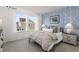 Charming bedroom with patterned wallpaper and large windows at 3158 Alden Way, Angier, NC 27501