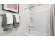 Clean bathroom with shower/tub combo and updated vanity at 385 Swift Creek Farm Ln, Clayton, NC 27520