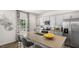 Modern kitchen with granite island and stainless steel appliances at 385 Swift Creek Farm Ln, Clayton, NC 27520