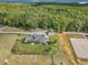 Aerial view of the property showing the house and grounds at 548 Double N Rd, Pittsboro, NC 27312